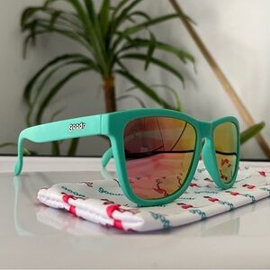Goodr Sunglasses | Never Been Worn | Teal w/ Pink/Orange Lenses